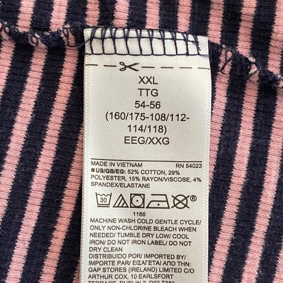Pink and navy striped long sleeve Gap ribbed henley top size XXL - Picture 9 of 11
